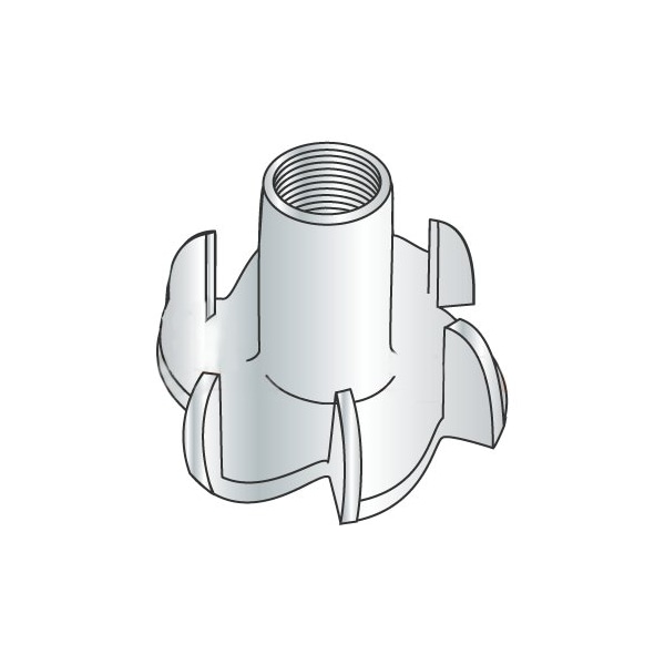 Newport Fasteners T-Nut, 6 Prongs, 1/4"-20, Steel, Zinc Plated, 9/16 in Barrel Ht, 2000 PK 881686 - main